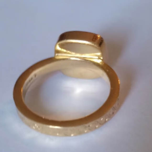 COACH Ring with square faceted moonstone and logo embossed band - Picture 4 of 5